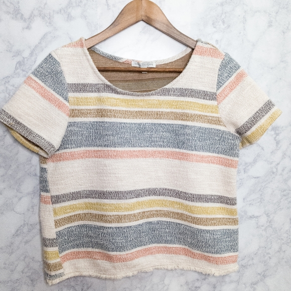 Green Envelope Tops - Green Envelope Los Angeles Stripes Boho Top